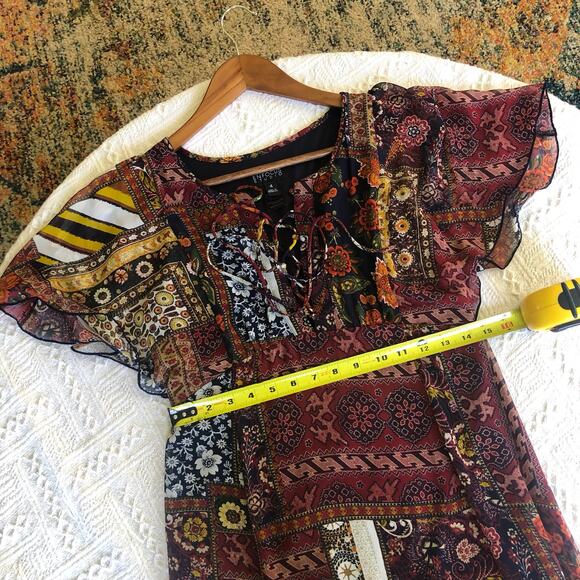 ENFOCUS Studio Flutter Sleeve Patchwork Maxi Dress 4 Bohemian Hippie Festival - Picture 11 of 11